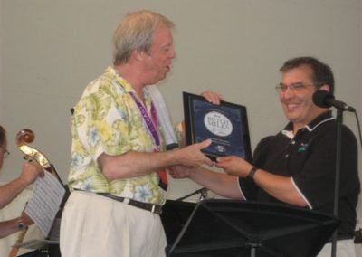 Jim Catalano, presenting award for 30 Years with Ludwig